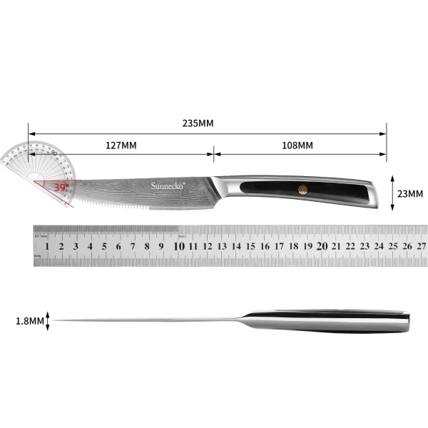 Sunnecko Damascus Steak Knives 4Pcs Set VG10 Core Blade Cut Utility Table Meat Kitchen Knife Slicer Cutlery  Tools G10 Handle - Image 6