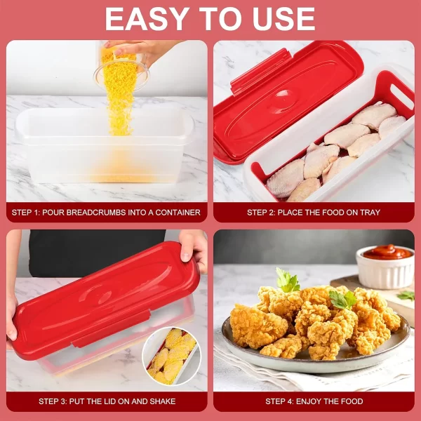 Batter bowl with lid fried chicken mixing bowl - 2-piece no-mess bread flour seasoning jar, bread tray suitable for fried chicke - Image 2