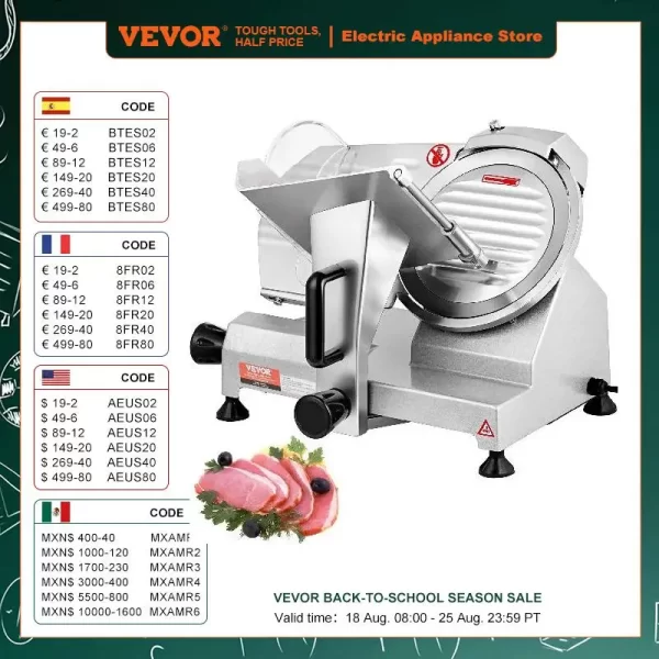 VEVOR Meat Slicer 200W/240W/320W/340W Electric Deli Food Slicer Adjustable Thickness for Commercial and Home Use Cut Meat Cheese