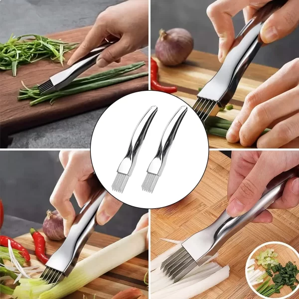 Stainless Steel Vegetable Garlic Cutter Shred Silk Knife Green Onion Slicer Food Chopper for Kitchen Potato Scallion Fruit Kiwi - Image 6