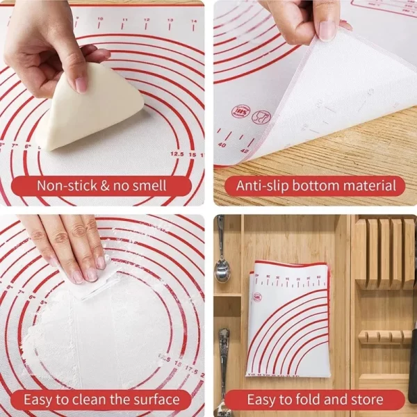 Silicone Baking Mat Kneading Pad Dough Mat Pizza on-Stick Gadgets Bakeware Pastry Mat - Image 5