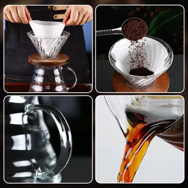 Borosilicate Glass Hand Drip Coffee Pot Carafe Share Pot Pour Over Coffee Server Drip Coffee Pot Coffeeware Teaware - Image 6