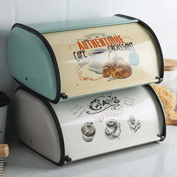 Retro Metal Bread Pastry Cake Box Case Large Capacity Rice Case Food Storage Kitchen Storage Box Cooking Supply Home Furnishing - Image 2