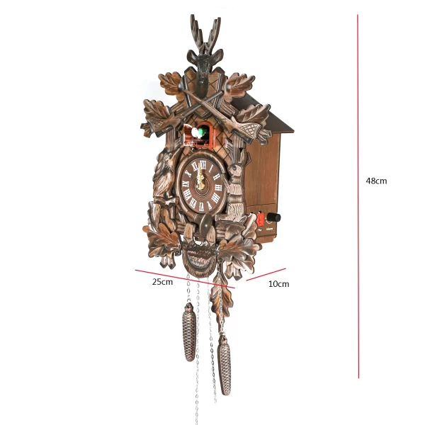 Retro Cuckoo Wall Clock, Wooden Cuckoo Tree House Clock for Bedroom Office, Adjustable Volume, Quiet Operation - Image 7