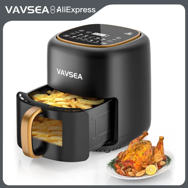 VAVSEA 10-in-1 Air Fryer with Clear Window, 1600W Hot Airfryer Oven with Digital LED Touch Screen, and Non-Stick Basket,6.5QT,