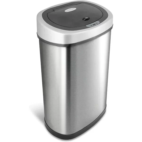 Automatic Touchless Infrared Motion Sensor Trash Can, 13 Gal 50L, Stainless Steel Base (Oval, Silver/Black Lid)Quality Materials