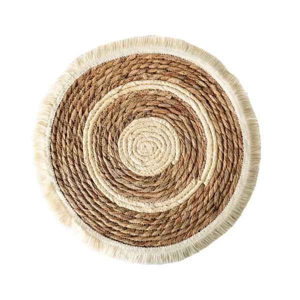 25/38cm Round Placemats Natural Wicker Woven Tassels Placemat Plate Water Straw Braided Tablemats Rattan Weave Dining Table Mat - Image 7