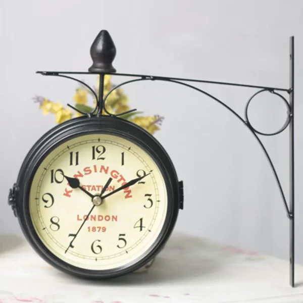 Unique Double-Sided Wall Clock European Antique Mini Wall Hanging Clocks Living Room Bedroom Study Classic Store Wall Decor - Image 2