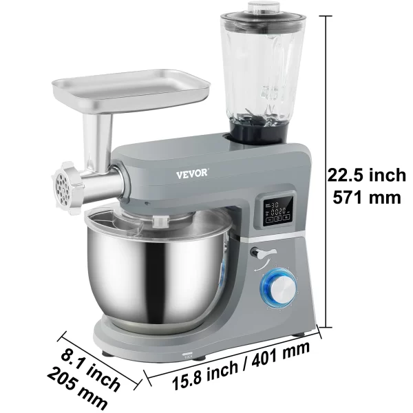 VEVOR 5.5/7L Electric Stand Mixer with 6 Speeds LCD Screen Timing Food Mixer Cream Egg Whisk Whip Dough Kneader With Steel Bowl - Image 7