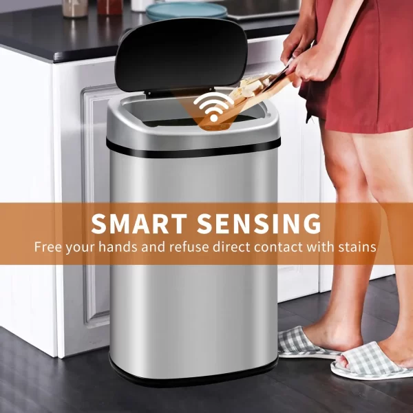 13-Gallon Kitchen Trash Can 50l Garbage Can Automatic Touch Free Garbage Bin Motion Sensor Trash Can with Lid Waste Bin - Image 3