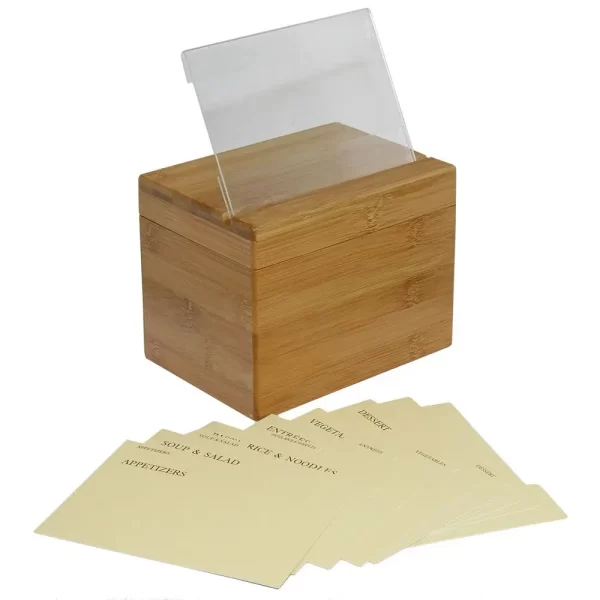 Bamboo Recipe Box with Divider - Image 6