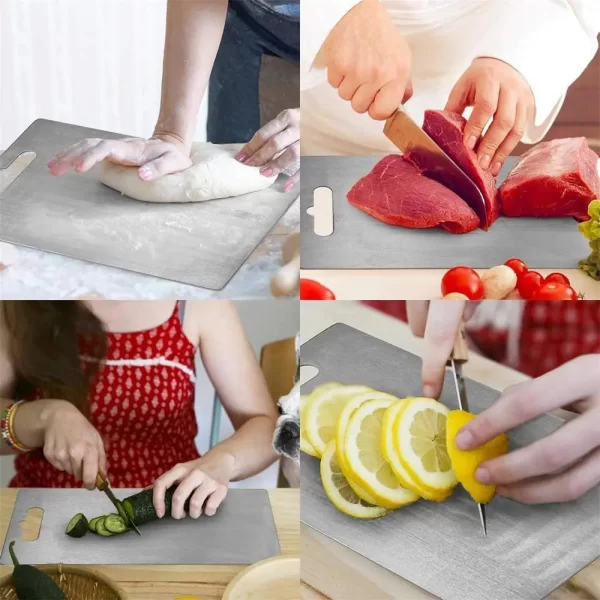 Titanium Cutting Boards for Kitchen Stainless Board 304 Steel Thickened Double Sided Food Grade Portable Fruit Meat Chopping - Image 3