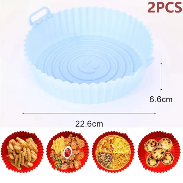 Silicone Reusable Air Fryer Basket Pan Liner - Set of 2, Ideal for Pizza and Fried Chicken, Non-Stick Silicone Mold for Healthy - Image 5