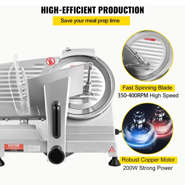 VEVOR Meat Slicer 200W/240W/320W/340W Electric Deli Food Slicer Adjustable Thickness for Commercial and Home Use Cut Meat Cheese - Image 3