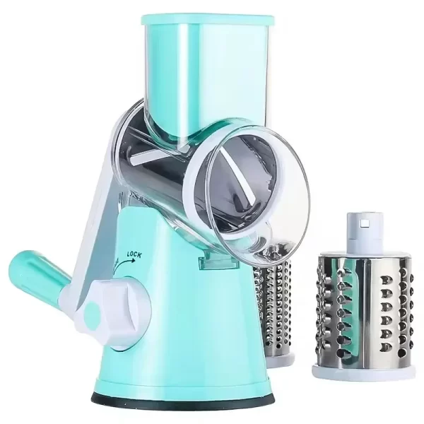 Manual Rotary Vegetable Slicer Cutter Kitchen Vegetable Cheese Grater Chopper with 3 Sharp Stainless Steel Drums