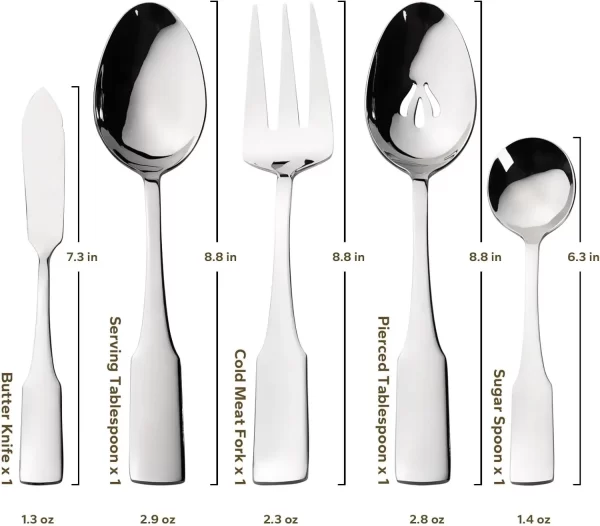 NEW 65-Piece Silverware Set with Utensil-Serving Set, Service for 12, Stainless Steel Flatware Set, Mirror Polished Cutlery Set - Image 6