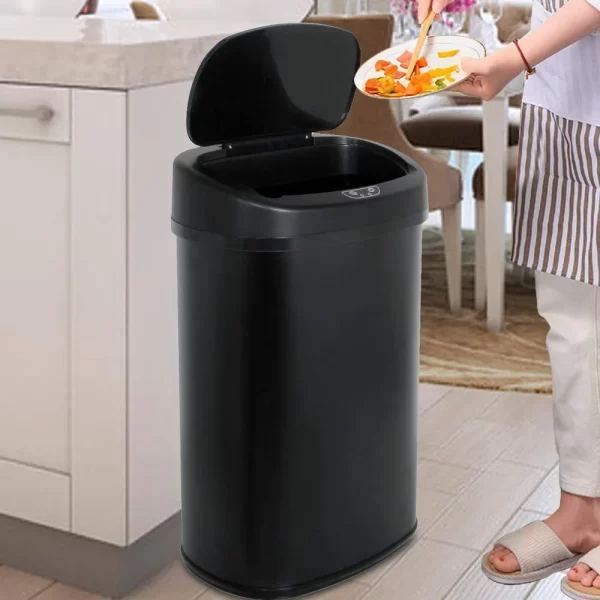 13 Gallon Stainless Steel Automatic Sensor Trash Can - No Touch Garbage Can Kitchen Waste Bin High-Capacity Bathroom Trash Can - Image 4