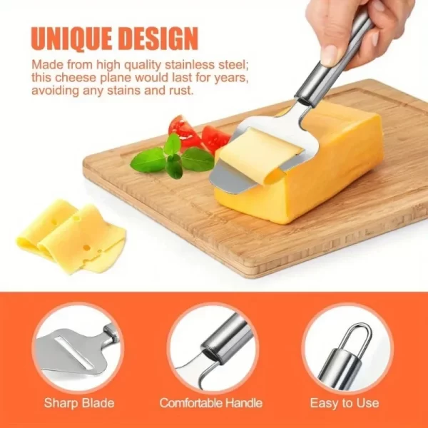 2 Pieces Stainless Steel Wire Cheese Slicer with Cheese Planer, Adjustable Thickness, Kitchen Cooking Tools, Gray - Image 6