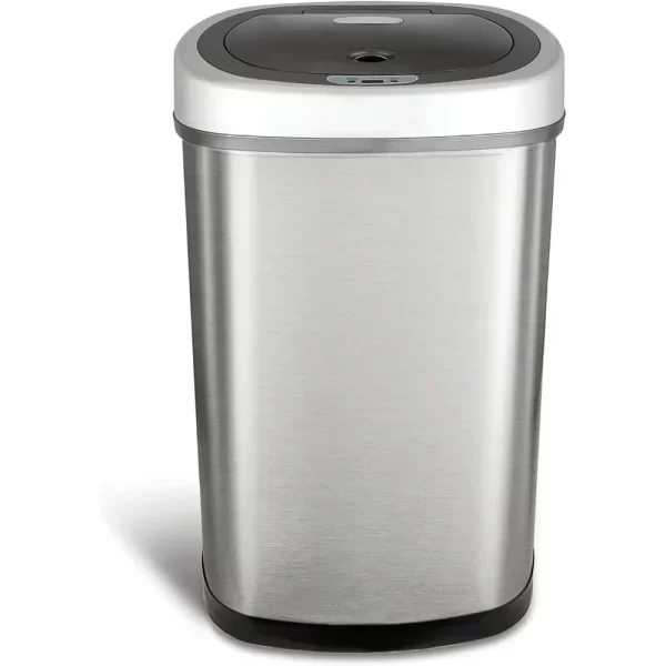 Automatic Touchless Infrared Motion Sensor Trash Can, 13 Gal 50L, Stainless Steel Base (Oval, Silver/Black Lid)Quality Materials - Image 5