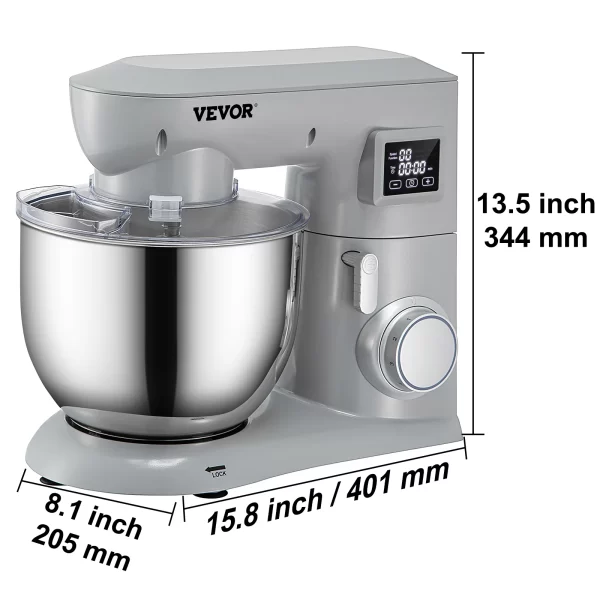 VEVOR 5.5/7L Electric Stand Mixer with 6 Speeds LCD Screen Timing Food Mixer Cream Egg Whisk Whip Dough Kneader With Steel Bowl - Image 10