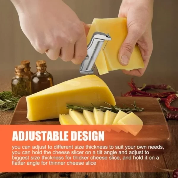 2 Pieces Stainless Steel Wire Cheese Slicer with Cheese Planer, Adjustable Thickness, Kitchen Cooking Tools, Gray - Image 4