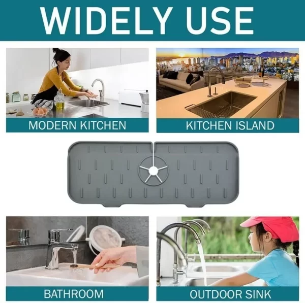 Kitchen Silicone Faucet Absorbent Mat Sink Splash Catcher Countertop Protector Mat Draining Pad for Bathroom Kitchen Gadgets - Image 5