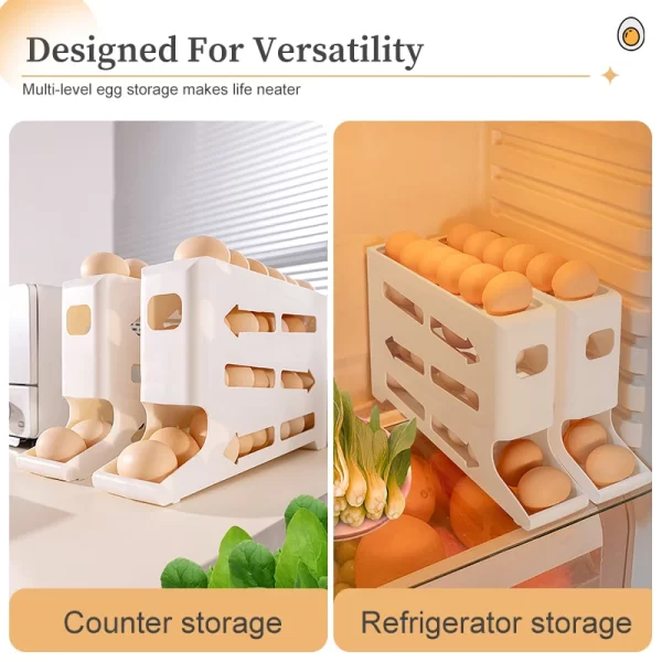 Four-Layer Refrigerator Egg Rack,Space-Saving Egg Storage Box,Durable Large Capacity Egg Organizer for Kitchen Cabinet or Fridge - Image 3