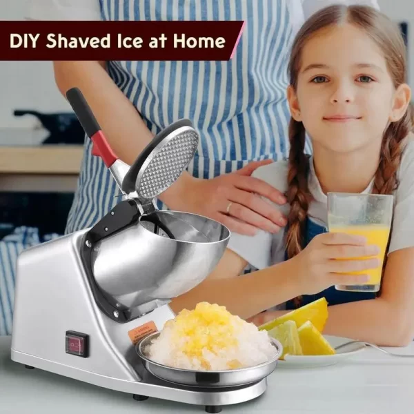 Electric Ice Crusher Machine with Dual Blades 2200RPM Ice Shaver with Cover and Bowl Electric Snow Cone Maker for Shaved Ice - Image 2