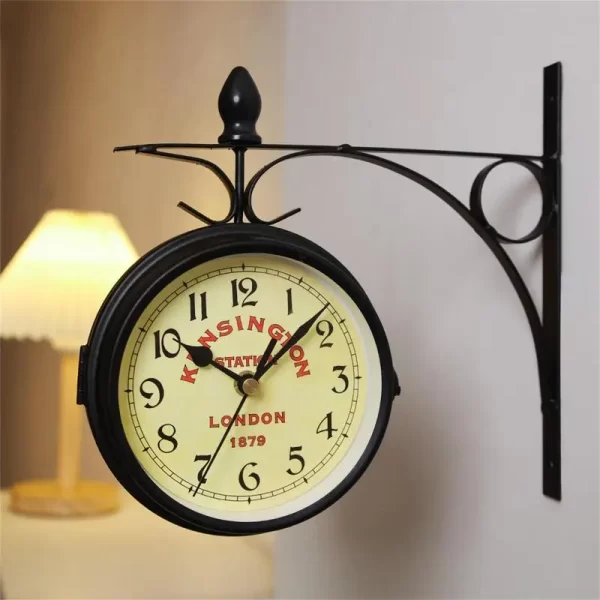 Unique Double-Sided Wall Clock European Antique Mini Wall Hanging Clocks Living Room Bedroom Study Classic Store Wall Decor - Image 3