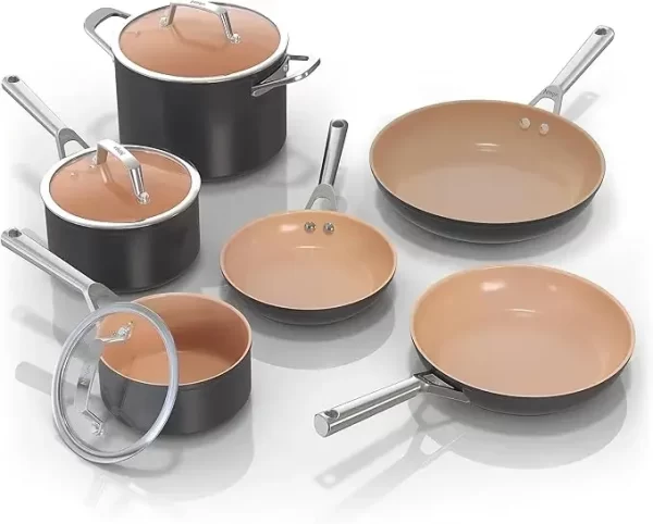 Ninja Pots and Pans Set Non Stick | Extended Life Premium Ceramic Cookware Set | 9-Piece Nonstick | PFAS Free - Image 7