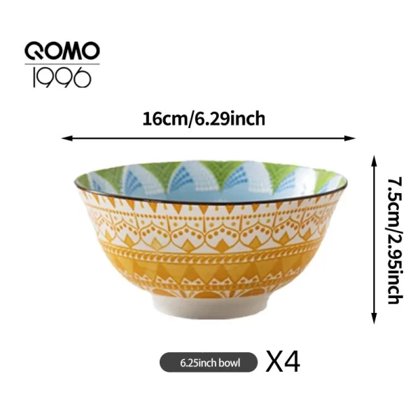 4 Pieces Ceramic Bowl Set Multicolored 6.25 Inch Porcelain Dinnerware Set Premium Ceramic Rice Bowls for Home Kitchen Dishes - Image 11