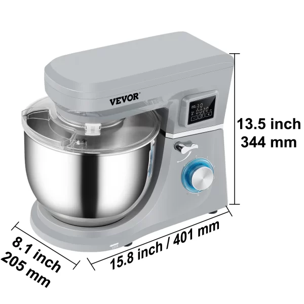 VEVOR 5.5/7L Electric Stand Mixer with 6 Speeds LCD Screen Timing Food Mixer Cream Egg Whisk Whip Dough Kneader With Steel Bowl - Image 9