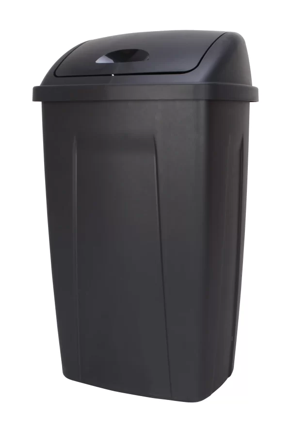 13 Gallon Trash Can, Plastic Swing Top Kitchen Garbage Trash Can, Black, Perfect for the kitchen Waste Bins - Image 6