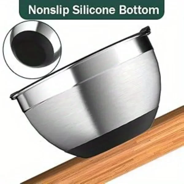 5-Piece Stainless Steel Nesting Mixing Bowl Set - Kitchen Essentials for Baking, Serving,Dishwasher Safe, and Easy to Store - Image 3