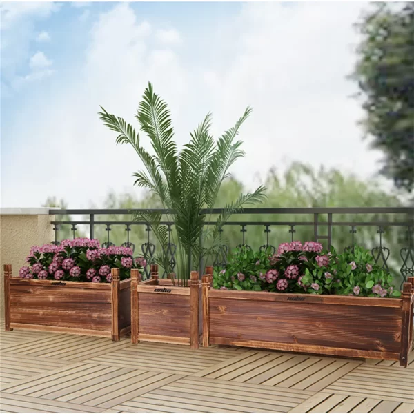 Wooden Raised Flower Bed Indoor Outdoor Vegetable Herb Planter Pot Garden Bed Flower Display - Image 3