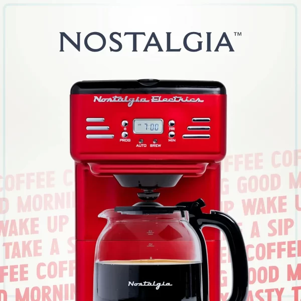 Retro 12-Cup Programmable Coffee Maker With LED Display, Automatic Shut-Off & Keep Warm, Pause-And-Serve Function, Red - Image 6