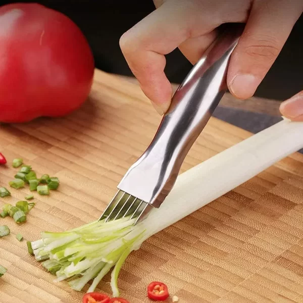 Stainless Steel Vegetable Garlic Cutter Shred Silk Knife Green Onion Slicer Food Chopper for Kitchen Potato Scallion Fruit Kiwi - Image 2