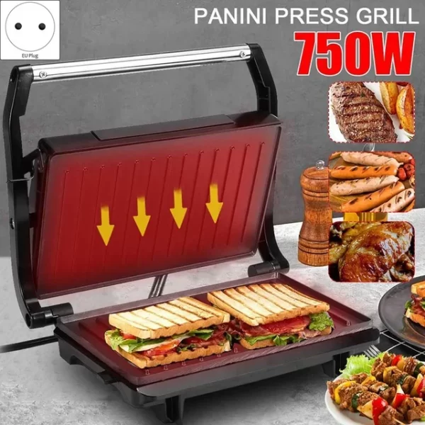 2024 Household Mini Steak Machine Hamburger Fried Egg  Sandwich Maker Non Stick Surface Grill Toaster EU Plug - Image 7