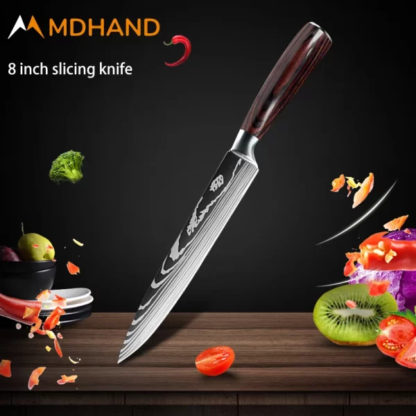 Kitchen Knife Set Damascus Pattern Stanless Steel  Japanese Santoku Knife Cleaver Slicing Utility Knife - Image 27