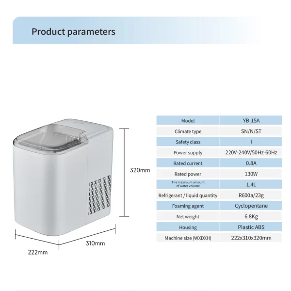 Automatic ice maker machine, Self- Cleaning, Countertop Size, 26 Pounds in 24 Hours, Cubes 6 Minutes, LED Control Panel, With a - Image 2