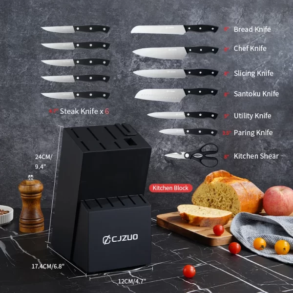 15PCS/Stainless Steel Kitchen Knife Set One-piece Chef's Knive Vegetable Fruit Meat Cutting Bread steak knife All Saints' Day - Image 8