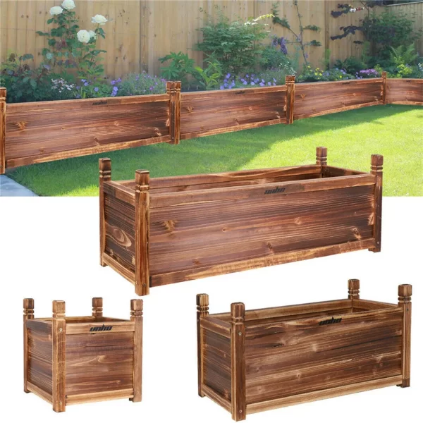 Wooden Raised Flower Bed Indoor Outdoor Vegetable Herb Planter Pot Garden Bed Flower Display - Image 2