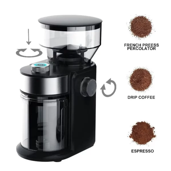 Electric Burr Coffee Grinder Adjustable Burr Mill Automatic Coffee Grinder for Espresso French Press Drip Coffee Bean Grinding - Image 2