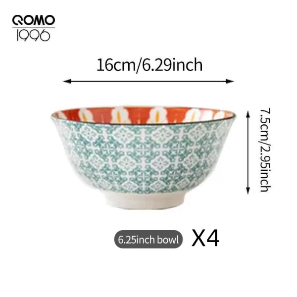 4 Pieces Ceramic Bowl Set Multicolored 6.25 Inch Porcelain Dinnerware Set Premium Ceramic Rice Bowls for Home Kitchen Dishes - Image 15