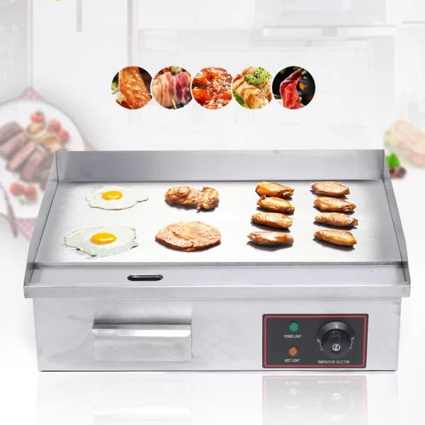 Flat Top Grill 22'' Commercial Electric Countertop Griddle Nonstick Restaurant Teppanyaki Cooking Stove for Outdoor Home BBQ - Image 3