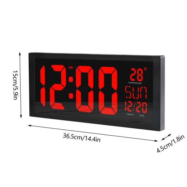 LED Digital Wall Clock Large Screen Calendar Thermometer - Image 5