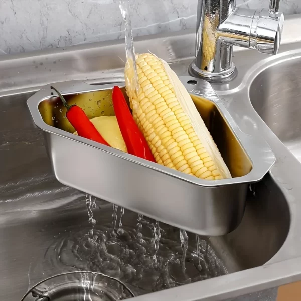 1pc stainless steel kitchen sink filter drain basket wash basin leftovers residue garbage drain rack wash basin - Image 2