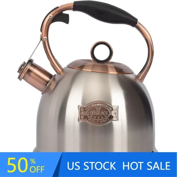 Whistling Stovetop Tea Kettle, Food Grade, Stainless Steel, Hot Water, Fast to Boil for Stove, Top-3.0Q