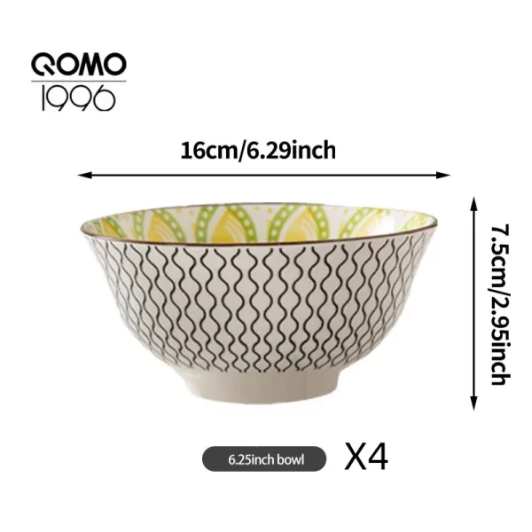 4 Pieces Ceramic Bowl Set Multicolored 6.25 Inch Porcelain Dinnerware Set Premium Ceramic Rice Bowls for Home Kitchen Dishes - Image 10